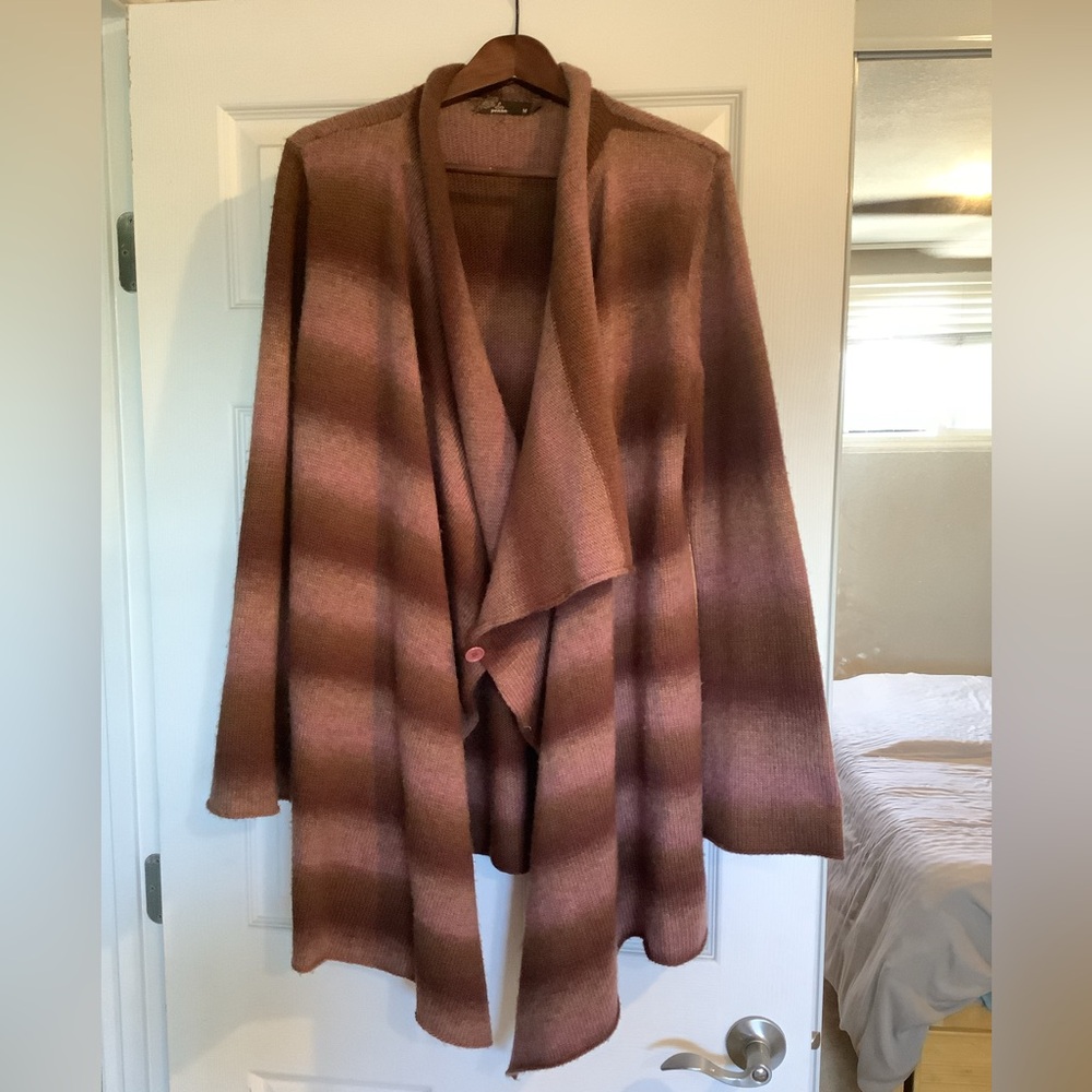 Prana Striped Rose and Brown Women's Sweater